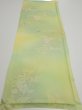 Photo5: 2P01z50  Japanese Kimono Silk  FABRIC Flower Lime green 40.2x14.4 (5)