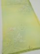 Photo2: 2P02z50  Japanese Kimono Silk  FABRIC Flower Lime green 40.2x14.4 (2)