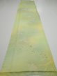 Photo5: 2P04z80  Japanese Kimono Silk  FABRIC Flower Lime green 64.2x14.4 (5)