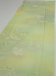 Photo3: 2P06z80  Japanese Kimono Silk  FABRIC Flower Lime green 64.2x14.4 (3)