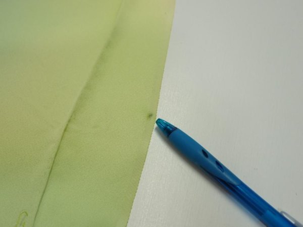 Photo9: 2P06z80  Japanese Kimono Silk  FABRIC Flower Lime green 64.2x14.4 (9)
