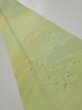 Photo1: 2P09z40  Japanese Kimono Silk  FABRIC Flower Lime green 58.7x7.1 (1)