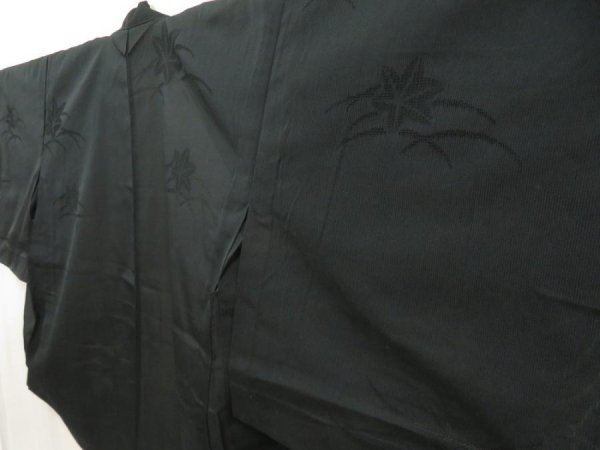 Photo2: 5608T02z270 Vintage Japanese Kimono Silk See through HAORI Maple Black (2)