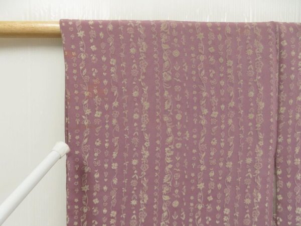Photo5: 5608T07z600 Vintage Japanese Kimono Silk HAORI Flowers Light purple (5)