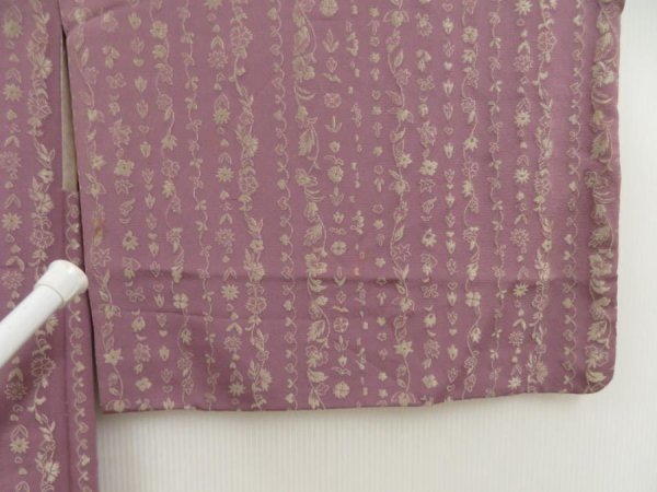Photo6: 5608T07z600 Vintage Japanese Kimono Silk HAORI Flowers Light purple (6)