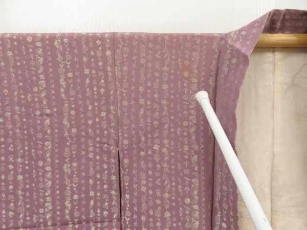 Photo8: 5608T07z600 Vintage Japanese Kimono Silk HAORI Flowers Light purple (8)