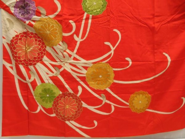 Photo5: 5608T10z1000 Vintage Japanese Kimono Silk FURISODE Chrysanthemum (5)