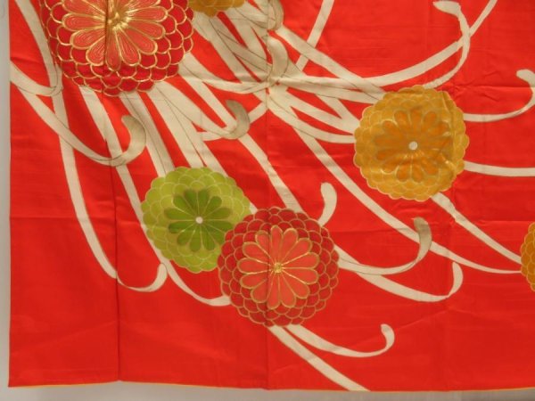 Photo6: 5608T10z1000 Vintage Japanese Kimono Silk FURISODE Chrysanthemum (6)