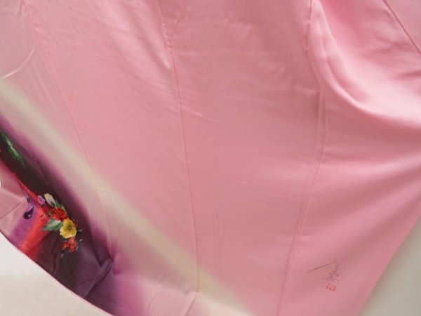 Photo4: 5608T11z1120  Japanese Kimono Silk FURISODE Artist work Long size (4)