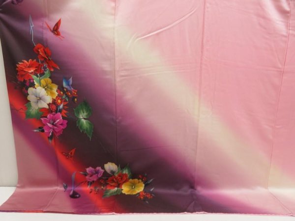Photo5: 5608T11z1120  Japanese Kimono Silk FURISODE Artist work Long size (5)