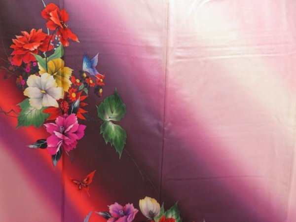 Photo8: 5608T11z1120  Japanese Kimono Silk FURISODE Artist work Long size (8)