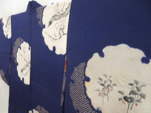 Photo2: 5612T01z550 Antique Japanese Kimono Silk HAORI Dark lavender blue (2)