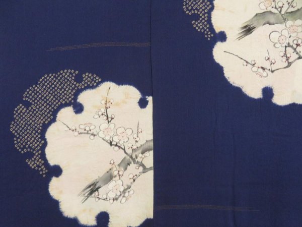 Photo3: 5612T01z550 Antique Japanese Kimono Silk HAORI Dark lavender blue (3)