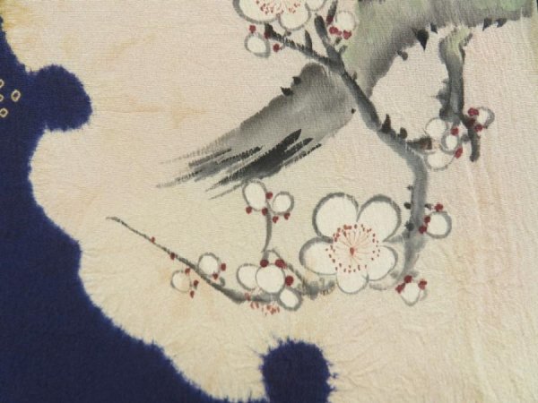 Photo4: 5612T01z550 Antique Japanese Kimono Silk HAORI Dark lavender blue (4)