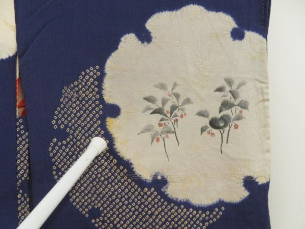 Photo6: 5612T01z550 Antique Japanese Kimono Silk HAORI Dark lavender blue (6)