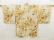 Photo1: 5612T03z530 Vintage Japanese Kimono Silk HAORI Flowers Champagne (1)