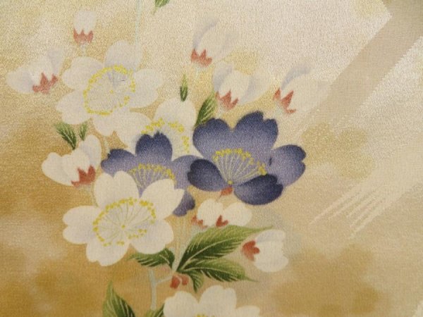 Photo4: 5612T03z530 Vintage Japanese Kimono Silk HAORI Flowers Champagne (4)