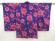 Photo1: 5612T04z480 Vintage Japanese Kimono Silk MEISEN LONG HAORI Flower (1)