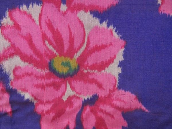 Photo4: 5612T04z480 Vintage Japanese Kimono Silk MEISEN LONG HAORI Flower (4)
