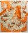 Photo1: 5612T06z1070 Vintage Japanese Kimono Silk FURISODE Butterfly Dark orange (1)