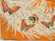 Photo5: 5612T06z1070 Vintage Japanese Kimono Silk FURISODE Butterfly Dark orange (5)