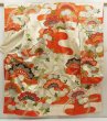 Photo1: 5612T07z1090 Vintage Japanese Kimono Silk FURISODE Pine Off-white (1)