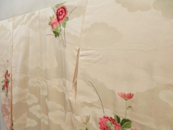 Photo2: 5612T09z1050 Vintage Japanese Kimono Silk FURISODE Light peach (2)