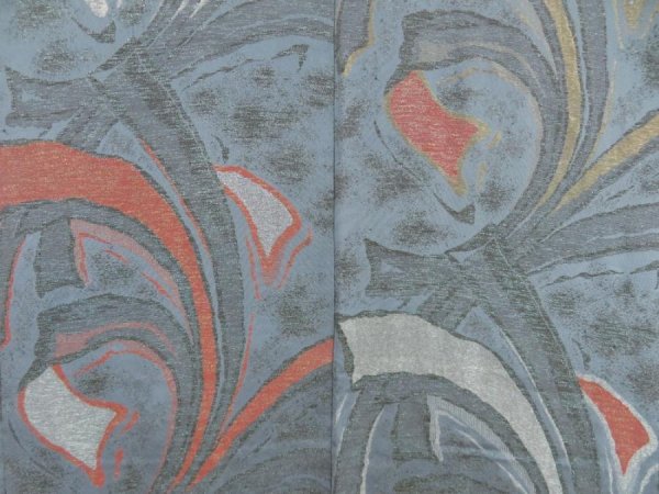 Photo3: 5625T01z750 Vintage Japanese Kimono Silk HAORI Tabane-noshi Dull sea blue (3)