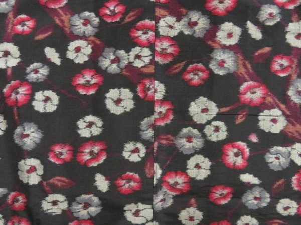 Photo3: 5625T03z450 Antique Japanese Kimono Silk MEISEN HAORI Flower Black (3)