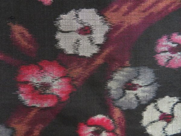 Photo4: 5625T03z450 Antique Japanese Kimono Silk MEISEN HAORI Flower Black (4)
