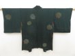 Photo1: 5625T06z570 Vintage Japanese Kimono Silk HAORI Chrysanthemum Dark green (1)