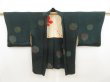 Photo6: 5625T06z570 Vintage Japanese Kimono Silk HAORI Chrysanthemum Dark green (6)