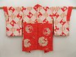 Photo6: 5625T07z400 Antique Japanese Kimono Silk HAORI Plum blossom Tomato red (6)