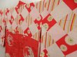 Photo7: 5625T07z400 Antique Japanese Kimono Silk HAORI Plum blossom Tomato red (7)
