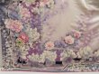 Photo5: 5625T11z1140 Vintage Japanese Kimono Silk FURISODE Peony Ash purple (5)