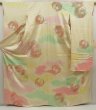 Photo1: 5625T12z1090 Vintage Japanese Kimono Silk FURISODE Phoenix Light cream (1)