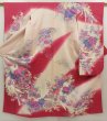 Photo1: 5625T13z1010 Vintage Japanese Kimono Silk FURISODE Phoenix Off-white (1)