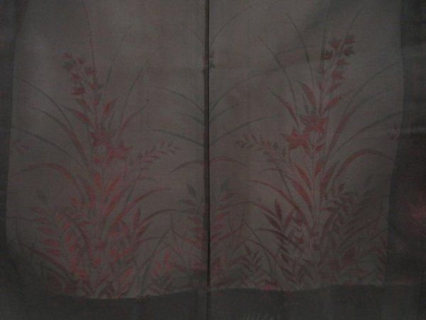 Photo3: 5626T03z270 Vintage Japanese Kimono Silk See through HAORI Flower Black (3)