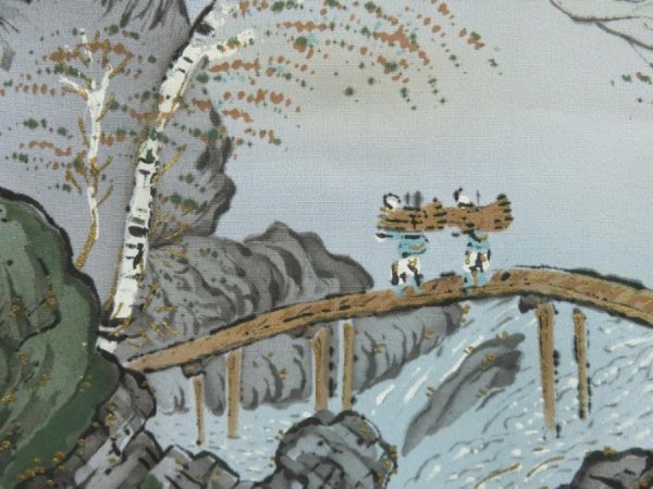 Photo4: 5626T04z550 Vintage Japanese Kimono Silk Men's JUBAN  Dull light blue (4)