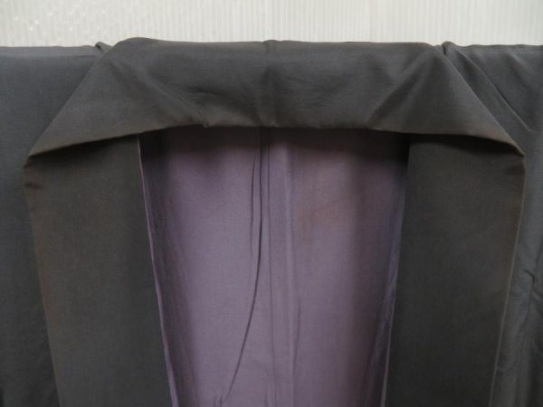 Photo6: 5626T05z410 Vintage Japanese Kimono Silk Men's JUBAN Daruma Dark gray (6)