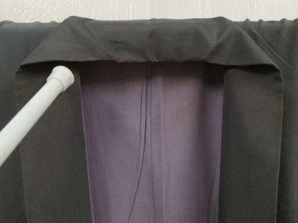 Photo7: 5626T05z410 Vintage Japanese Kimono Silk Men's JUBAN Daruma Dark gray (7)