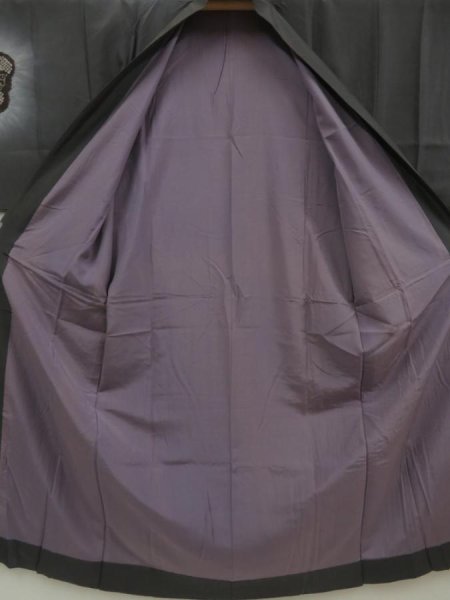 Photo8: 5626T05z410 Vintage Japanese Kimono Silk Men's JUBAN Daruma Dark gray (8)