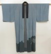 Photo7: 5626T06z450 Vintage Japanese Kimono Silk Men's JUBAN Mt.Fuji Blue-Gray (7)