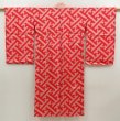 Photo1: 5626T07z470 Antique Japanese Kimono Jinken-Synthetic JUBAN Red (1)