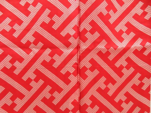 Photo3: 5626T07z470 Antique Japanese Kimono Jinken-Synthetic JUBAN Red (3)
