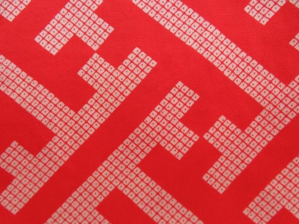 Photo4: 5626T07z470 Antique Japanese Kimono Jinken-Synthetic JUBAN Red (4)