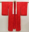 Photo7: 5626T08z560 Vintage Japanese Kimono Silk JUBAN Flying crane Red (7)