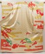 Photo1: 5626T09z1050 Vintage Japanese Kimono Silk FURISODE Jigami Light cream (1)