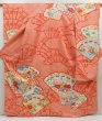 Photo1: 5626T13z1020 Vintage Japanese Kimono Silk SHIBORI FURISODE Orangered (1)