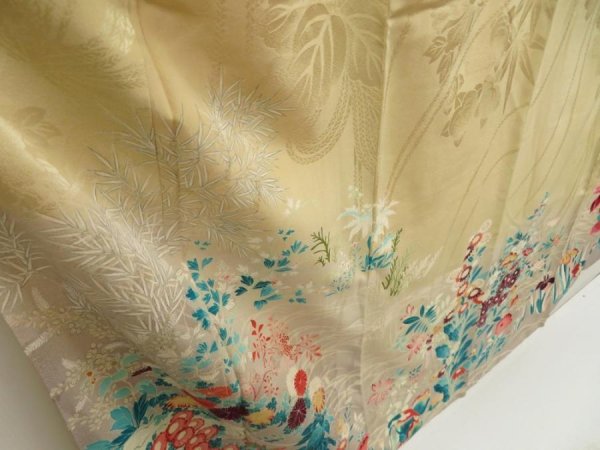 Photo3: 5702T01z760 Antique Japanese Kimono Silk TSUKESAGE Flowers Straw (3)
